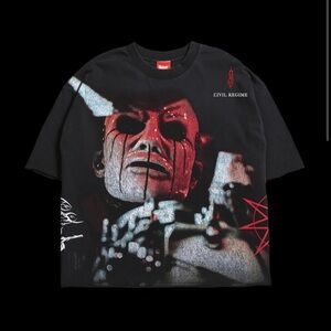 Large Civil Regime x SlipKnot #1 Box Cut Dungeon Tee in Vintage Ashes